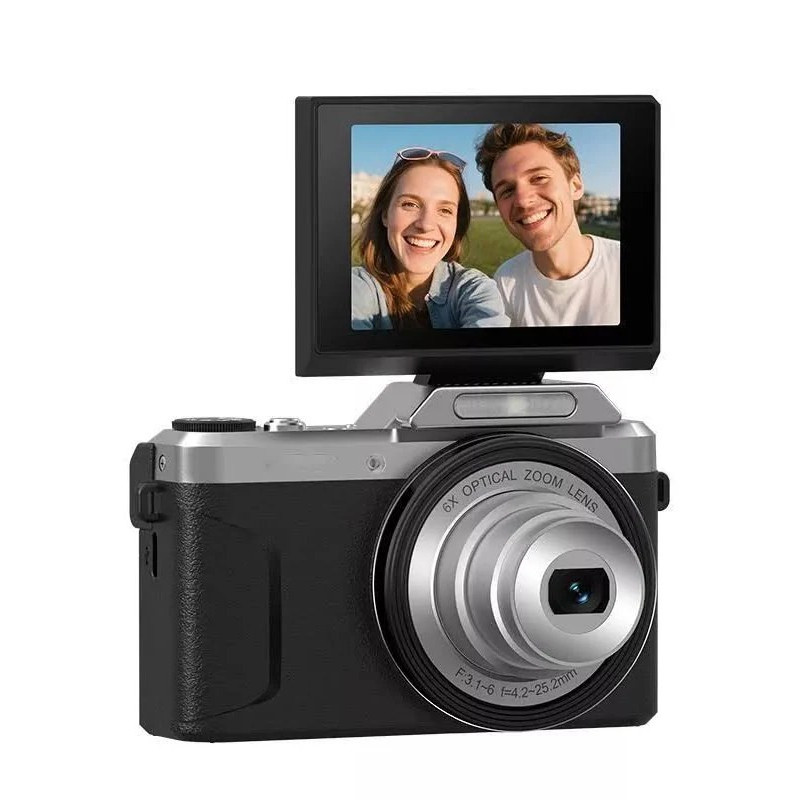 Appareil photo Numérique 4K Zoom Optique 6x Écran Rotatif à 180° Connexion wifi noir Yonis