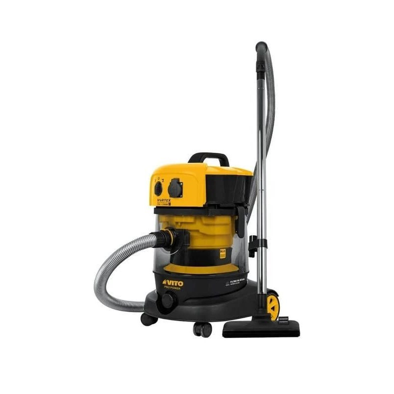 Aspirateur Plâtres Eau et Poussières 1200w Cuve 25l Professionnel Chantier Atelier VITO