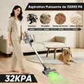Aspirateur Balai Sans Fil LAMZIEN V12PRO - 32kPa - 40 min d’autonomie - Anti-Enchevêtrement - Lumière LED Verte - Autoportant - vue 3
