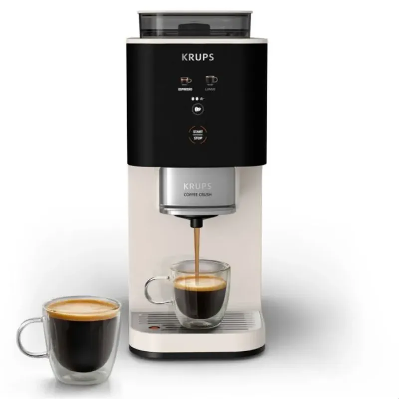 KRUPS Coffee Crush, machine à café à grains, ultra compacte, nettoyage facile, ivoire, SA4001E0