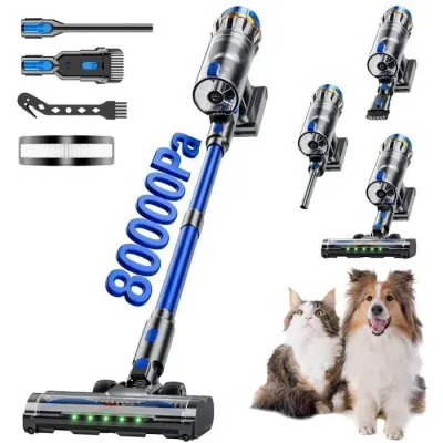 MESYA ZV10 Aspirateur Balai Sans Fil Aspiration Max 80KPa-650W,Spécial Poils Animaux,Anti-Emmêlement,80Min,Batt.Amovible,Écran LED