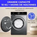Lave-linge hublot - CONTINENTAL EDISON - CELL1012DDS1 - 10kg - MOTEUR INDUCTION DIRECTE SANS COURROIE -60 cm - 1200 trs/min - Silver - vue 3