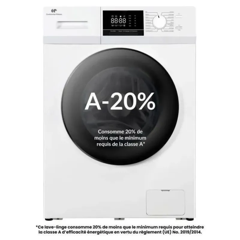 Lave-linge hublot - CONTINENTAL EDISON - CELL12140IWP - 12kg - Induction - 60 cm - 1400 trs/min - Blanc