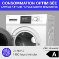 Lave-linge hublot - CONTINENTAL EDISON - CELL12140IWP - 12kg - Induction - 60 cm - 1400 trs/min - Blanc - vue 6