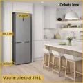 Réfrigérateur combiné - WHIRLPOOL - WHK26363XP6E - 316 L - Dual NoFrost - 6e sens - Classe C - 186.5x59.5x66.3 - Inox - vue 2