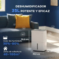 Déshumidificateur 35L/Jour Réservoir 5.5L Écran LED Minuterie 24H Blanc 35.5x28x52.2cm - vue 5