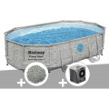 Kit piscine tubulaire ovale Bestway Power Steel SwimVista avec hublots 4,88 x 3,05 x 1,07 m + 10 kg de zéolite + Pompe à chaleur - vue 2
