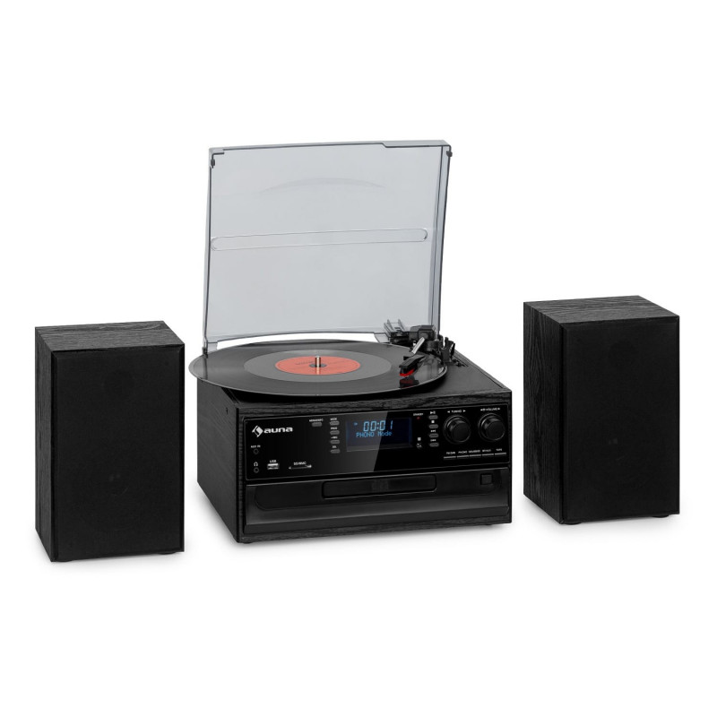 Oakland DAB Plus Chaîne stéréo rétro DAB+/FM Fonction BT Vinyle CD Cassette haut-parleurs