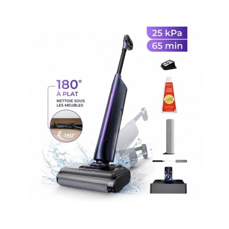 Ultenic Aspirateur Balai Laveur 3 en 1 Ac1 TFlex 180° Plat 25 Kpa 65 Min